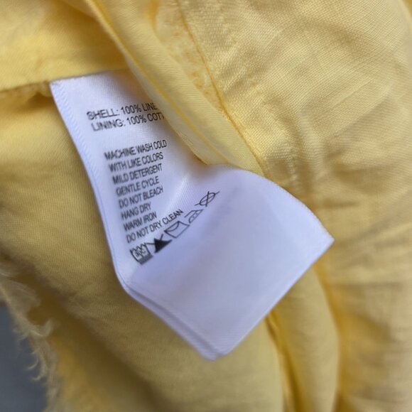 Tommy Bahama 100% Linen Butter Yellow Ruffle V-Neck A-line Dress Grand Soleil XL - Picture 3 of 4
